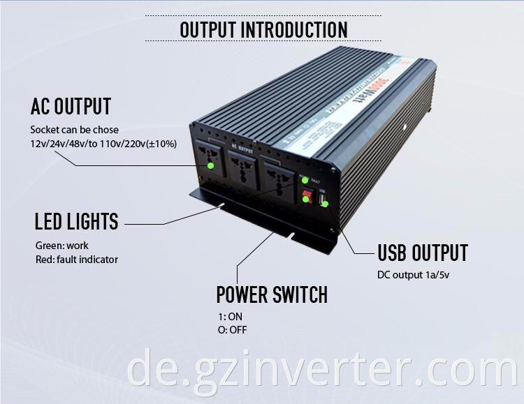 Intelligent Power Wechselrichter 3000W 12 V DC zu AC Solar Invertor für zu Hause